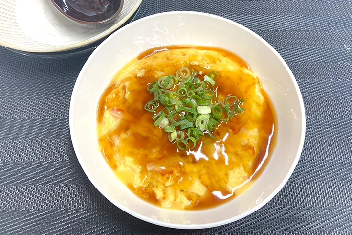 お豆腐のふわふわ卵蒸し　～甘酢あんかけ～